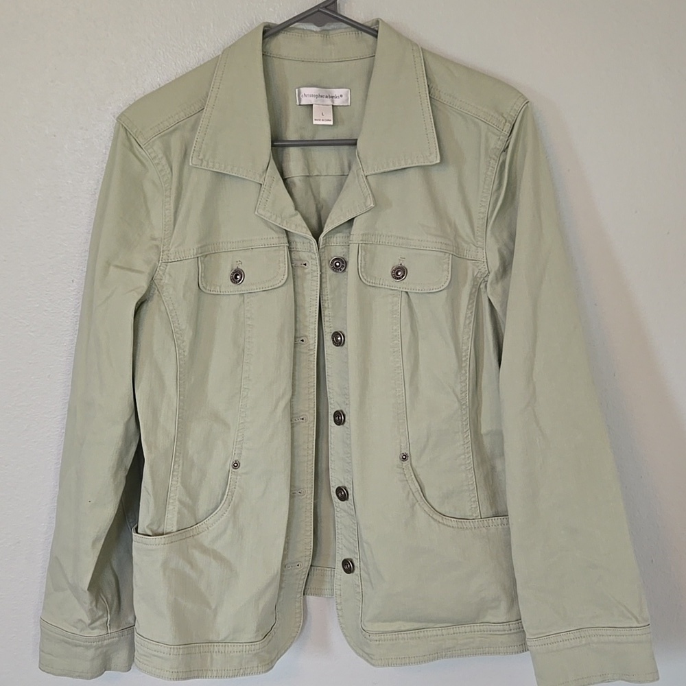 Christopher & Banks | Sage Green Denim Jacket Size Large